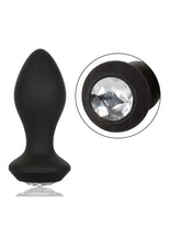 Load image into Gallery viewer, Power Gem Vibrating Crystal Probe Silicone Rechargeable Butt Plug - Black

