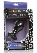 Load image into Gallery viewer, Power Gem Vibrating Crystal Probe Silicone Rechargeable Butt Plug - Black
