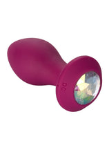 Load image into Gallery viewer, Power Gem Vibrating Crystal Probe Silicone Rechargeable Butt Plug - Purple
