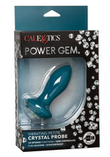 Load image into Gallery viewer, Power Gem Vibrating Petite Crystal Probe Silicone Rechargeable Butt Plug - Blue
