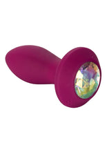 Load image into Gallery viewer, Power Gem Vibrating Petite Crystal Probe Silicone Rechargeable Butt Plug - Purple
