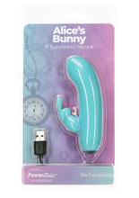Load image into Gallery viewer, Powerbullet Alice's Bunny Silicone Rechargeable Rabbit Vibrator - Teal
