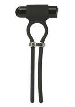 Load image into Gallery viewer, Powerbullet Bolo Bullet Silicone Rechargeable Penis Ring - Black/Silver
