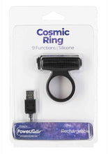 Load image into Gallery viewer, Powerbullet Cosmic Ring Rechargeable Silicone Vibrating Cock Ring - Black
