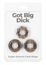 Load image into Gallery viewer, Powerbullet Got Big D Super Stretch Cock Rings - Black - 3 Pack
