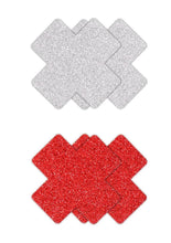 Load image into Gallery viewer, Pretty Pasties Glitter Cross - Red/Silver
