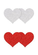 Load image into Gallery viewer, Pretty Pasties Glitter Hearts - Red/Silver
