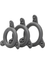 Load image into Gallery viewer, Pro Series Silicone Cock Ring - Black/Grey - 3 Piece Set/Set
