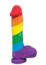 Load image into Gallery viewer, Pumped Rainbow Silicone Realistic Dildo with Balls - Multicolor - 9in
