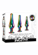 Load image into Gallery viewer, Rainbow Metal Anal Plug - Metal/Multicolor - 3 Piece/Set
