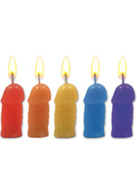 Load image into Gallery viewer, Rainbow Pecker Party Candles - Assorted Colors - 5 Each Per Pack
