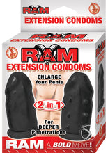 Load image into Gallery viewer, Ram Extension Condoms Latex Extender Sleeves - Black - 2 Per Box
