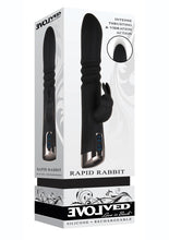 Load image into Gallery viewer, Rapid Rabbit Rechargeable Silicone Thrusting Rabbit Vibrator - Black
