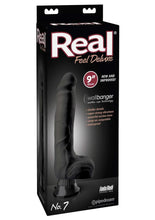 Load image into Gallery viewer, Real Feel Deluxe No. 7 Wallbanger Vibrating Dildo with Balls - Black - 9in
