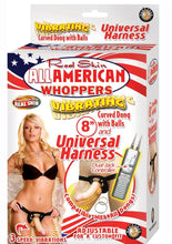 Load image into Gallery viewer, Real Skin All American Whoppers Vibrating Dildo with Universal Harness - Black/Vanilla - 8in
