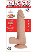 Load image into Gallery viewer, Realcocks Dual Layered #2 Bendable Dildo - Flesh/Vanilla - 7in
