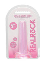 Load image into Gallery viewer, Realrock Crystal Clear Non Realistic Dildo with Suction Cup - Clear/Pink - 5.3in
