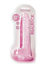 Load image into Gallery viewer, Realrock Crystal Clear Realistic Dildo with Balls - Clear/Pink - 10in
