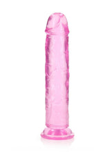 Load image into Gallery viewer, Realrock Crystal Clear Straight No Balls Dildo - Clear/Pink - 10in

