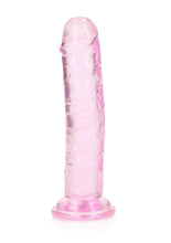 Load image into Gallery viewer, Realrock Crystal Clear Straight No Balls Dildo - Clear/Pink - 6in
