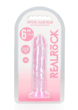 Load image into Gallery viewer, Realrock Crystal Clear Straight No Balls Dildo - Clear/Pink - 6in
