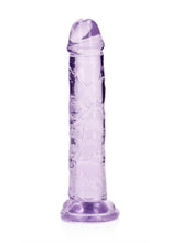 Load image into Gallery viewer, Realrock Crystal Clear Straight No Balls Dildo - Clear/Purple - 6in
