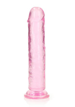 Load image into Gallery viewer, Realrock Crystal Clear Straight No Balls Dildo - Clear/Pink - 7in
