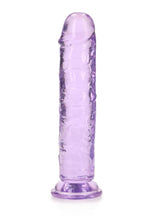 Load image into Gallery viewer, Realrock Crystal Clear Straight No Balls Dildo - Clear/Purple - 7in
