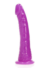 Load image into Gallery viewer, Realrock Slim Glow In The Dark Dildo with Suction Cup - Glow In The Dark/Purple - 6in
