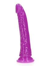 Load image into Gallery viewer, Realrock Slim Glow In The Dark Dildo with Suction Cup - Glow In The Dark/Purple - 7in
