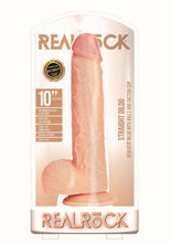 Load image into Gallery viewer, Realrock Straight Realistic Dildo with Balls and Suction Cup - Vanilla - 10in
