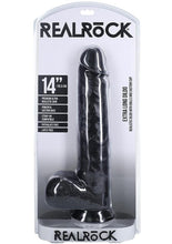Load image into Gallery viewer, Realrock Ultra Realistic Skin Extra Large Straight Dildo with Balls and Suction Cup - Chocolate - 14in
