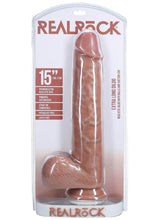 Load image into Gallery viewer, Realrock Ultra Realistic Skin Extra Large Straight Dildo with Balls and Suction Cup - Caramel - 15in
