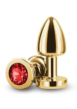 Load image into Gallery viewer, Rear Assets Aluminum Anal Plug - Petite - Gold/Metal/Red - XSmall
