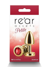 Load image into Gallery viewer, Rear Assets Aluminum Anal Plug - Petite - Gold/Metal/Red - XSmall
