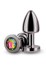 Load image into Gallery viewer, Rear Assets Aluminum Anal Plug - Petite - Grey/Gun Metal/Metal/Multicolor/Rainbow - XSmall
