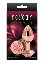 Load image into Gallery viewer, Rear Assets Rose Aluminum Anal Plug - Metal/Pink/Rose Gold - Small
