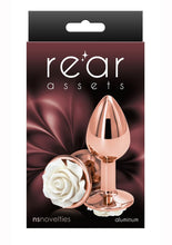 Load image into Gallery viewer, Rear Assets Rose Aluminum Anal Plug - Metal/Rose Gold/White - Small
