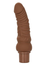 Load image into Gallery viewer, Rechargeable Power Stud Curvy Silicone Vibrating Dong - Chocolate
