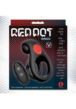 Load image into Gallery viewer, Red Dot Silicone Rechargeable Vibrating Cock Ring with Controller V2 - Black/Red
