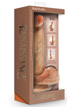 Load image into Gallery viewer, Renaissance Raphael Silicone Sliding Foreskin Dildo with Squeezable Balls - Caramel - 9.5in
