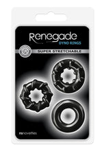 Load image into Gallery viewer, Renegade Dyno Rings Super Stretchable Cock Rings - Black - Set Of 3
