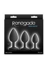 Load image into Gallery viewer, Renegade Triple Ace Silicone Anal Plugs Kit - Black - 3pc/Set
