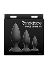 Load image into Gallery viewer, Renegade Triple Strike Silicone Anal Plug Kit - Black - 3pc/Set
