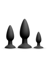 Load image into Gallery viewer, Renegade Triple Strike Silicone Anal Plug Kit - Black - 3pc/Set
