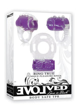 Load image into Gallery viewer, Ring True Cock Ring - Clear/Purple - Set
