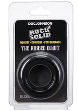 Load image into Gallery viewer, Rock Solid Ribbed Donut Silicone Cock Ring - Black
