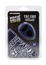Load image into Gallery viewer, Rock Solid The Code Silicone Cock Ring with Bandana - Black/Blue/Navy Blue
