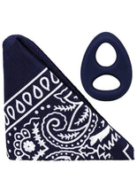 Load image into Gallery viewer, Rock Solid The Code Silicone Cock Ring with Bandana - Black/Blue/Navy Blue
