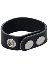Load image into Gallery viewer, Rock Solid The Leather 3 Snap Adjustable Cock Ring - Black
